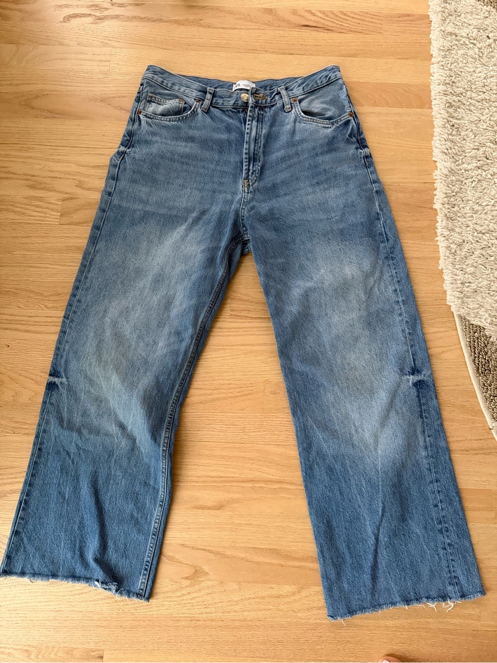 Zara Washed Blue Bootcut Jeans